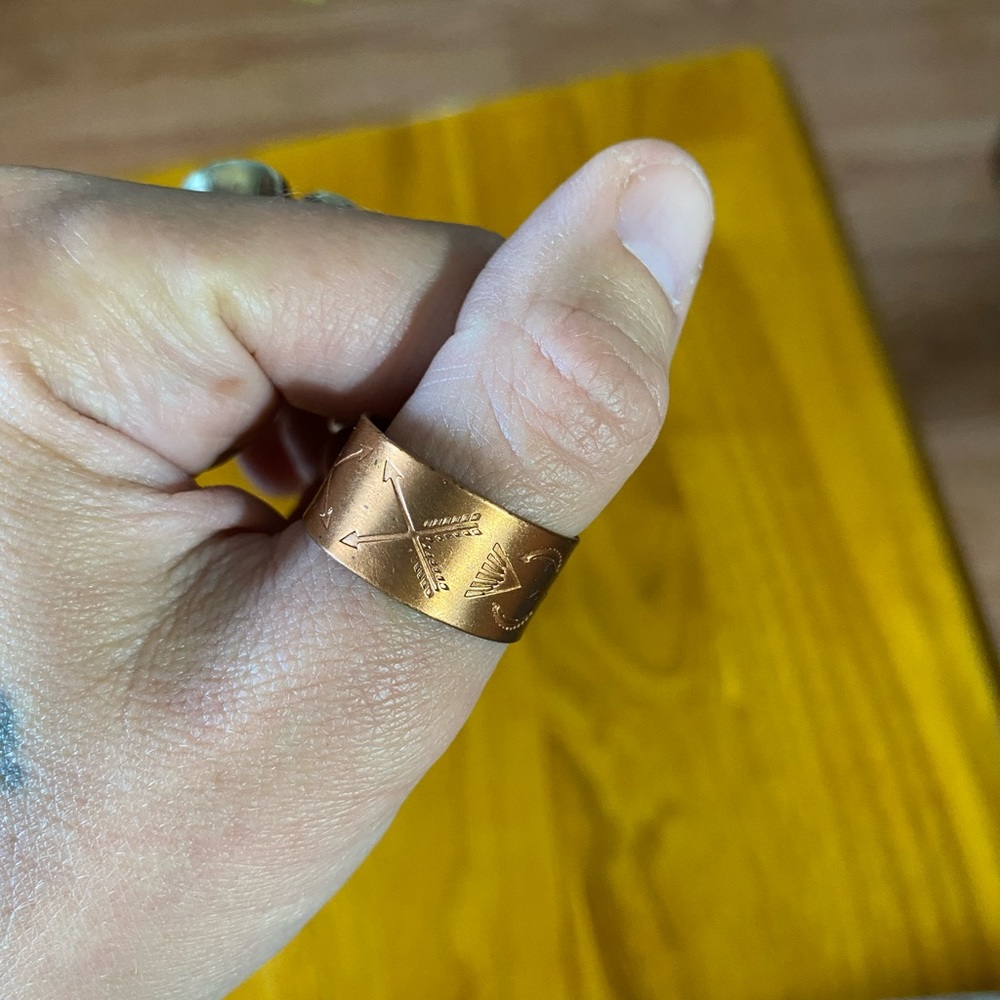 Copper Native American Boho Arrow Tribal Design Adjustable Ring Thumb Ring